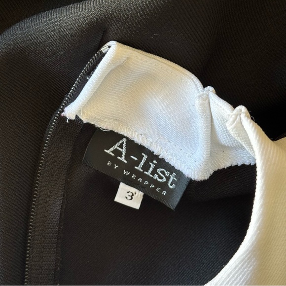 Vintage Black Mini Dress with White Trim and Red Floral Accents - Picture 2 of 6